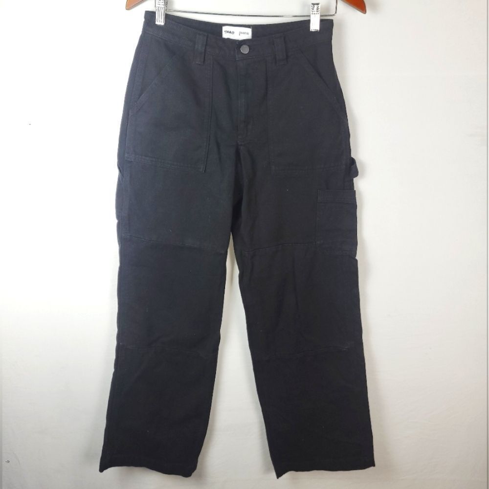 TNA Black Cargo Low Rise Wide Leg Cotton Pant Women's 4